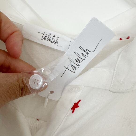 Talulah White Red Star Oversized Button Down Shirt Small NWT - Picture 9 of 9